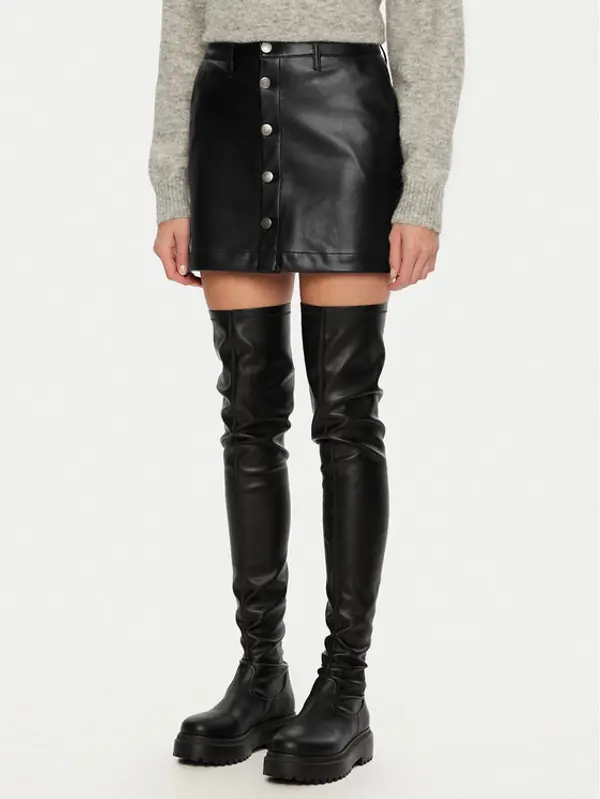 Only ONLY Suknja od imitacije kože Amazing 15331876 Crna Slim Fit