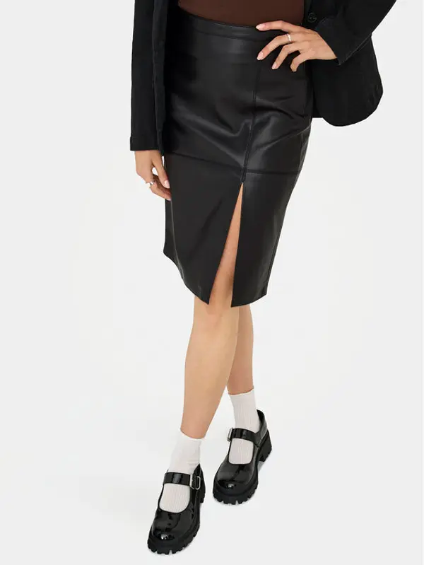Only ONLY Suknja od imitacije kože Oline 15315998 Crna Slim Fit
