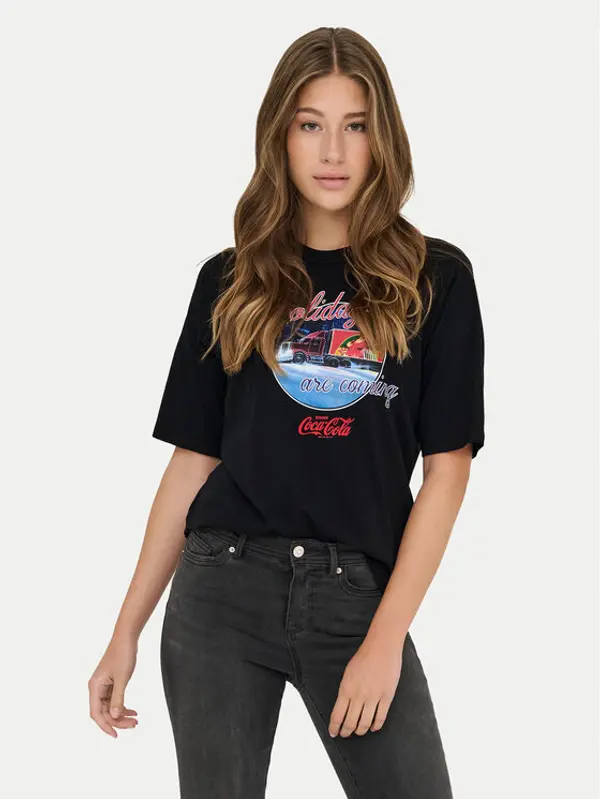 Only ONLY T-shirt Coca Cola 15355794 Crna Regular Fit
