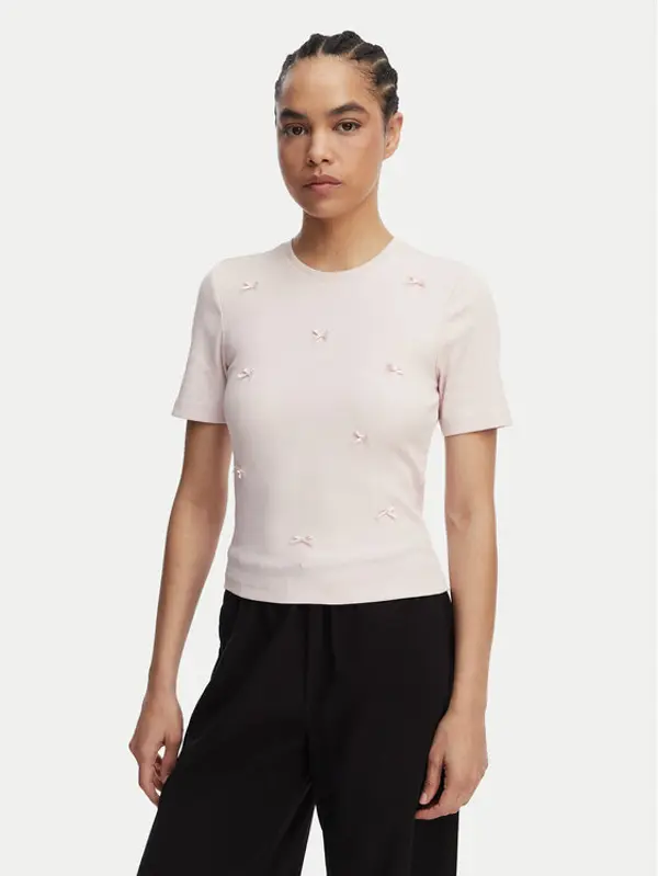 Only ONLY T-shirt Femke 15369336 Svijetlo roza Slim Fit