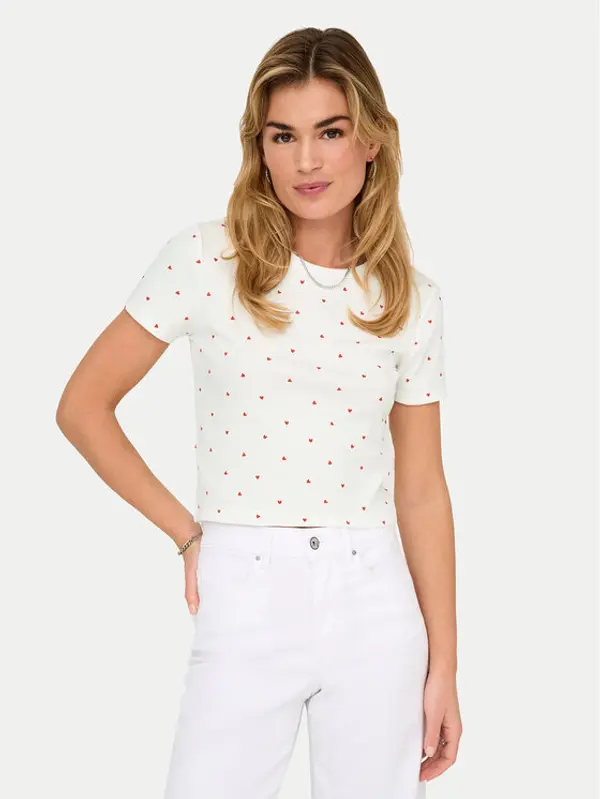 Only ONLY T-shirt Fenja 15347986 Bijela Slim Fit