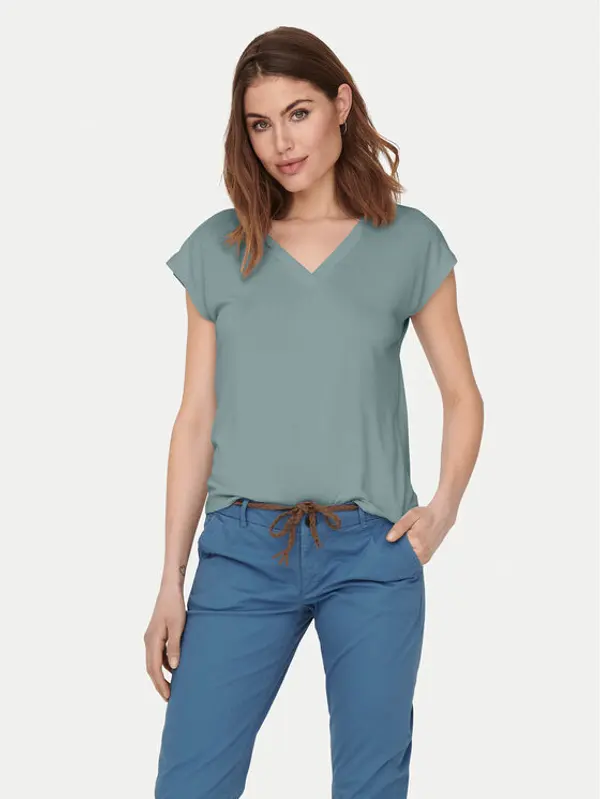 Only ONLY T-shirt Free 15287041 Zelena Regular Fit