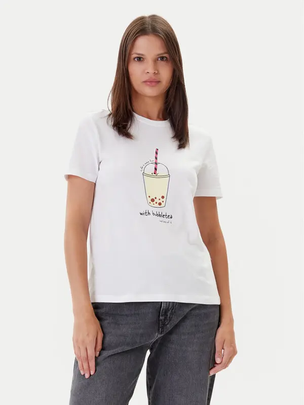 Only ONLY T-shirt Fun Life 15349901 Bijela Regular Fit