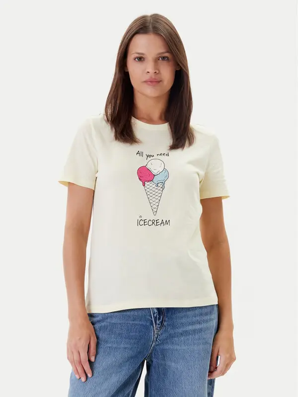 Only ONLY T-shirt Fun Life 15349901 Žuta Regular Fit