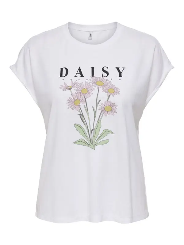 Only ONLY T-shirt Jany 15372108 Bijela Regular Fit