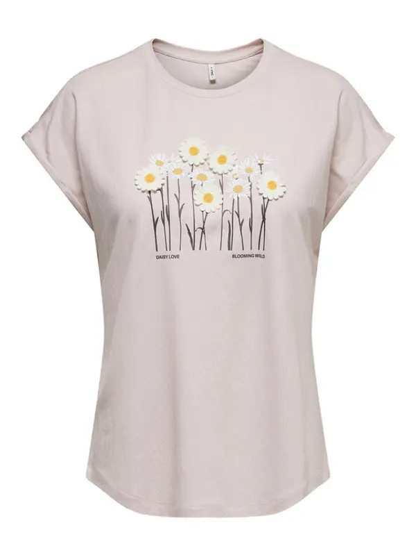 Only ONLY T-shirt Jany 15372108 Svijetlo roza Regular Fit