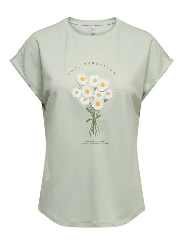 Only ONLY T-shirt Jany 15372108 Svijetlo zelena Regular Fit