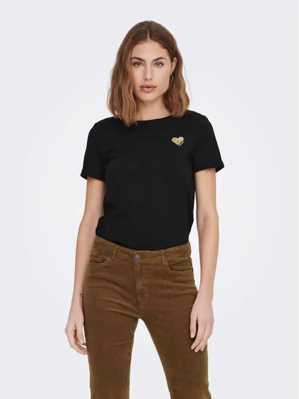 Only ONLY T-shirt Kita 15244714 Crna Regular Fit