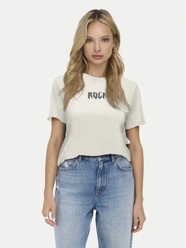 Only ONLY T-shirt Lucy 15307412 Écru Regular Fit