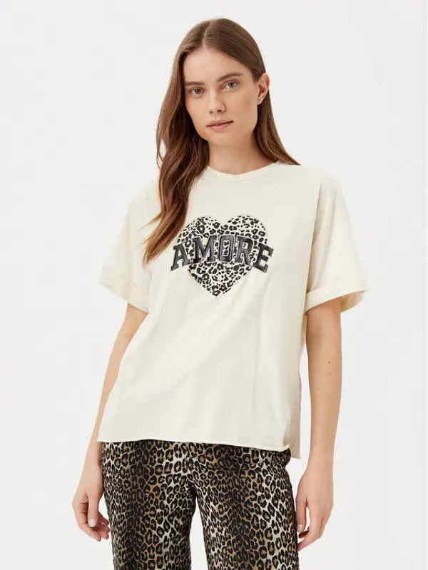 Only ONLY T-shirt Lucy 15339887 Bež Loose Fit