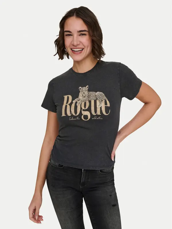 Only ONLY T-shirt Lucy 15346760 Crna Regular Fit