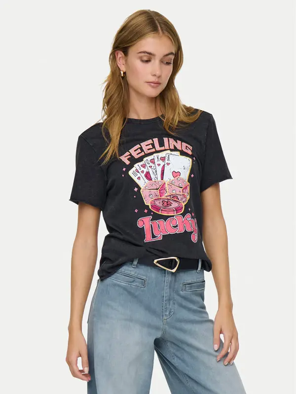 Only ONLY T-shirt Lucy 15366031 Crna Loose Fit