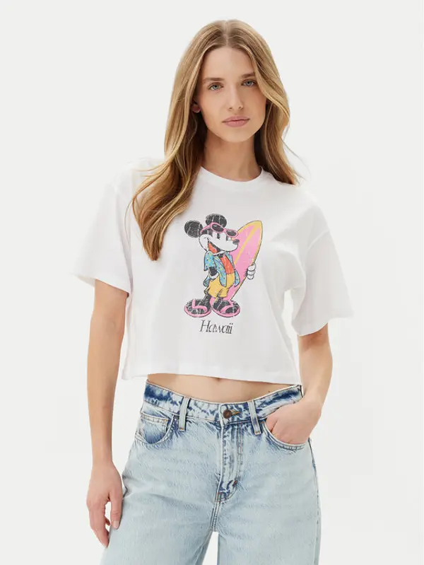 Only ONLY T-shirt Mickey Minnie 15348126 Bijela Regular Fit