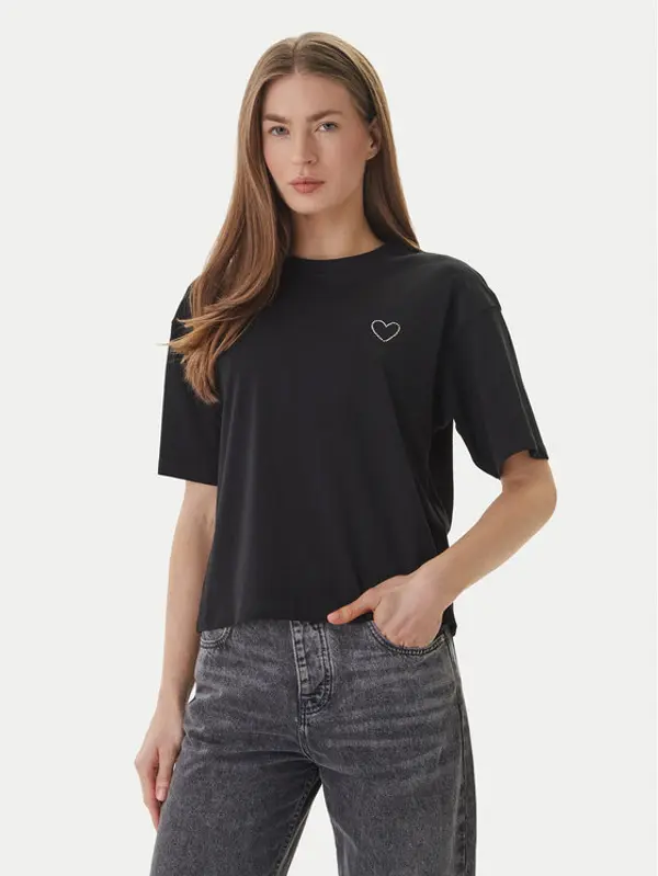 Only ONLY T-shirt Rhine 15368901 Crna Boxy Fit