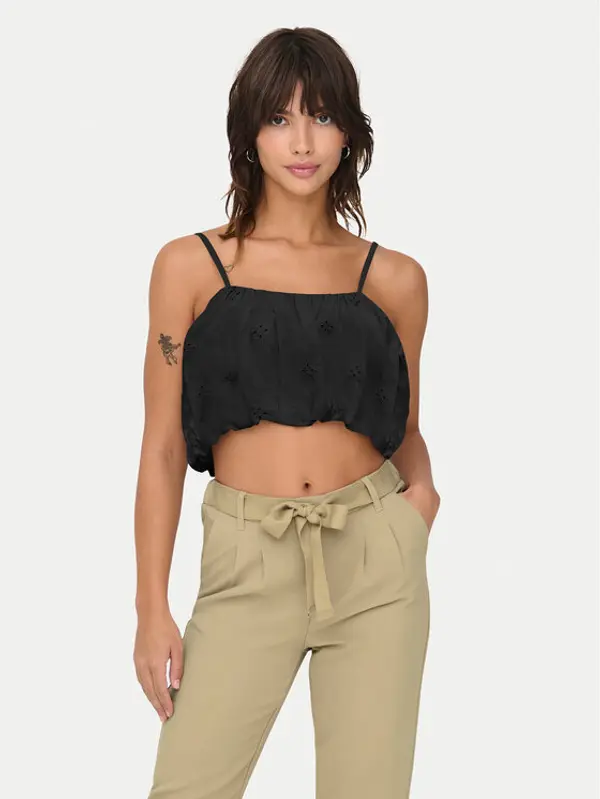 Only ONLY Top Lou 15342566 Crna Cropped Fit