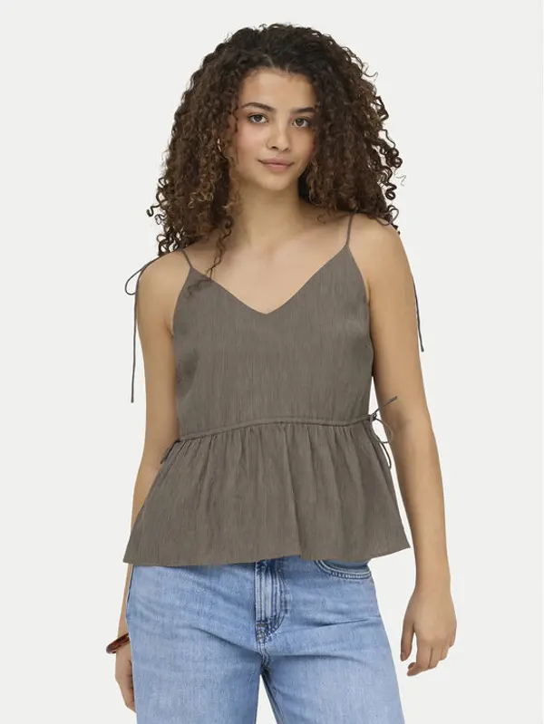Only ONLY Top Nele 15370325 Tamno bež Regular Fit