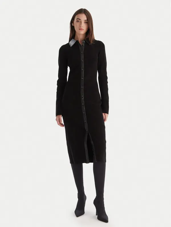 PATRIZIA PEPE Patrizia Pepe Džemper haljina 2A2982 K215 Crna Regular Fit