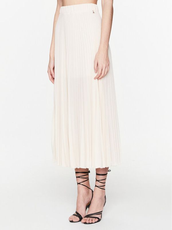 Patrizia Pepe Patrizia Pepe Plesirana suknja 8G0324/AD08-B753 Écru Regular Fit