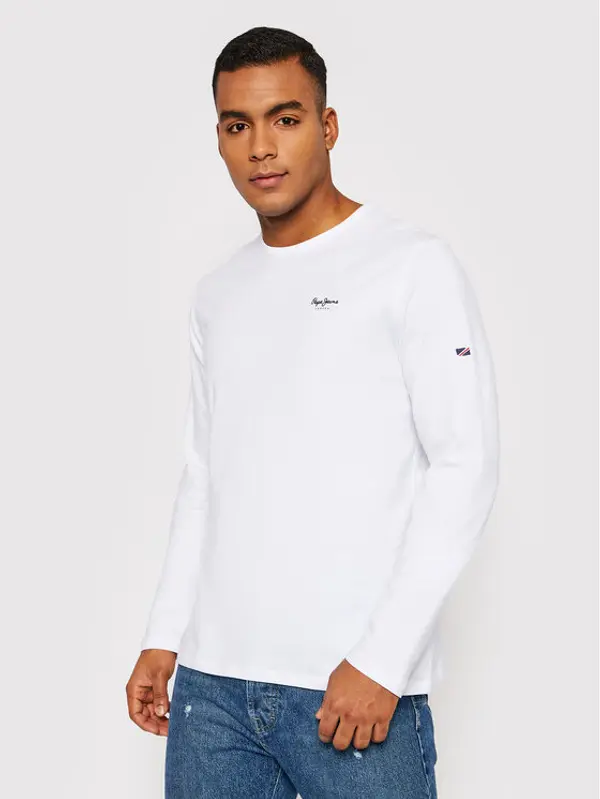 Pepe Jeans Pepe Jeans Majica dugih rukava Original Basic 2 Long N PM508211 Bijela Slim Fit