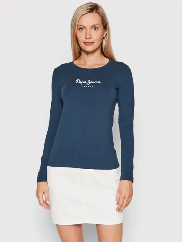 Pepe Jeans Pepe Jeans Majica New Virginia PL505203 Tamnoplava Slim Fit