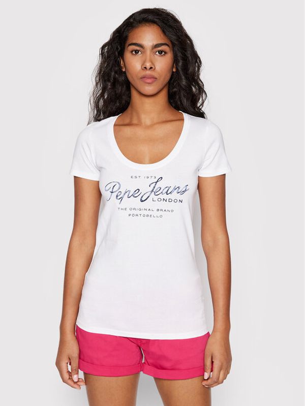 Pepe Jeans Pepe Jeans T-shirt Baia PL505123 Bijela Regular Fit
