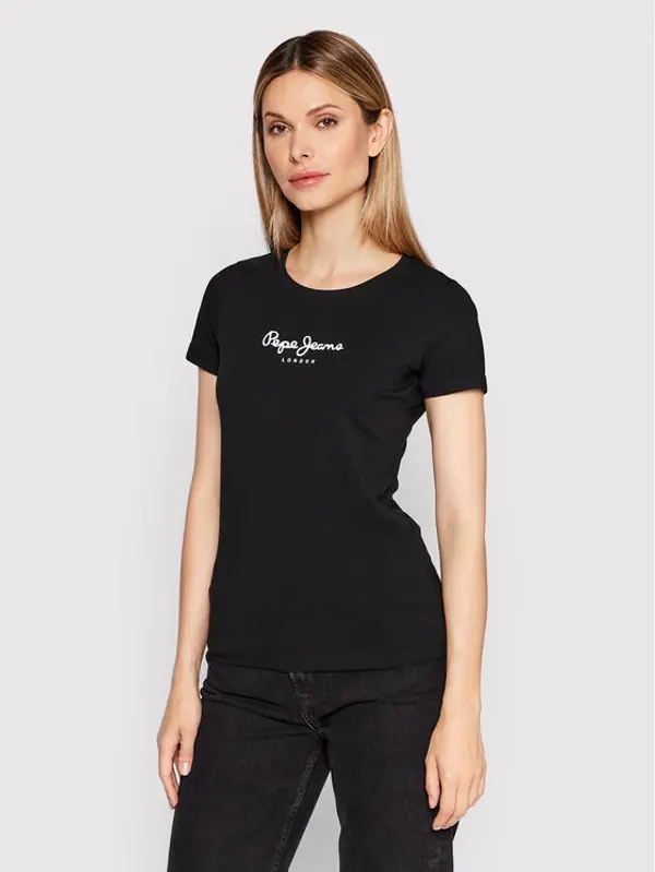 Pepe Jeans Pepe Jeans T-shirt New Virginia PL505202 Crna Slim Fit