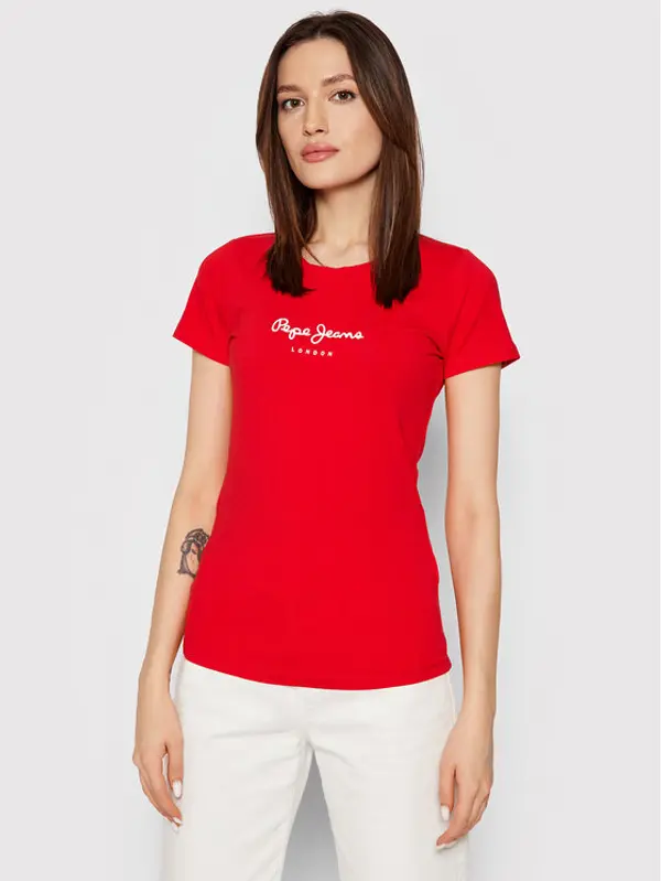 Pepe Jeans Pepe Jeans T-shirt New Virginia PL505202 Crvena Slim Fit