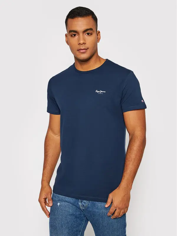 Pepe Jeans Pepe Jeans T-shirt Original Basic 3 N PM508212 Tamnoplava Slim Fit