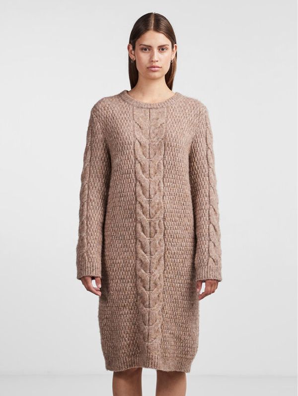 Pieces Pieces Džemper haljina 17140378 Smeđa Regular Fit