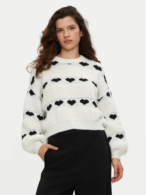 Pieces Pieces Džemper Nove 17152014 Écru Regular Fit