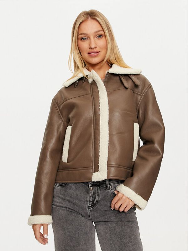 Pieces Pieces Jakna od imitacije kože Janelle 17141595 Smeđa Regular Fit