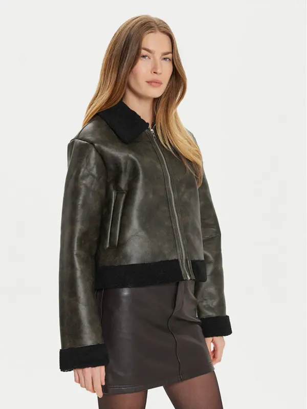 Pieces Pieces Jakna od imitacije kože Pippi 17154704 Smeđa Regular Fit