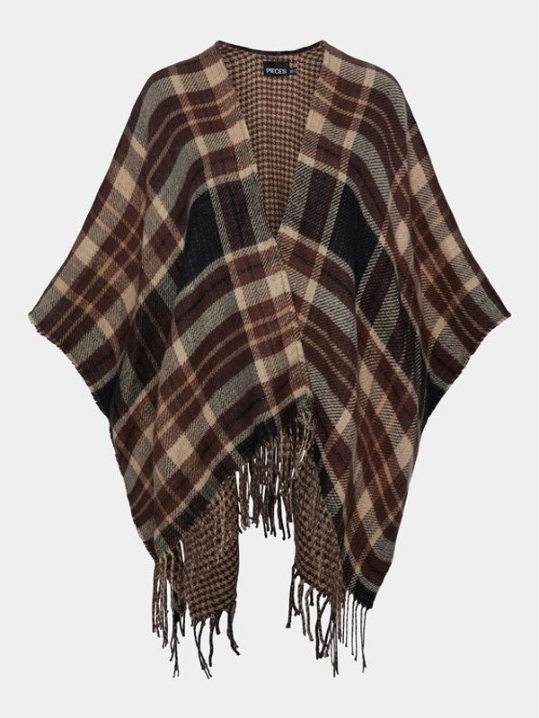 Pieces Pieces Pončo 17144441 Smeđa Regular Fit