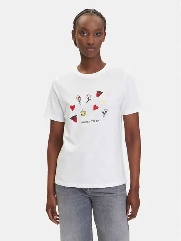 Pieces Pieces T-shirt Funly 17160308 Bijela Regular Fit