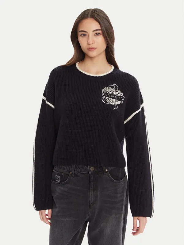 pinko PINKO Džemper Alicudi 105397 A2PK Tamnoplava Regular Fit