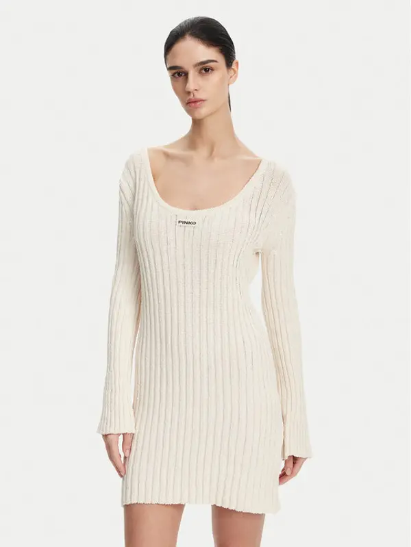 pinko PINKO Džemper haljina 105301 A2N7 Écru Regular Fit