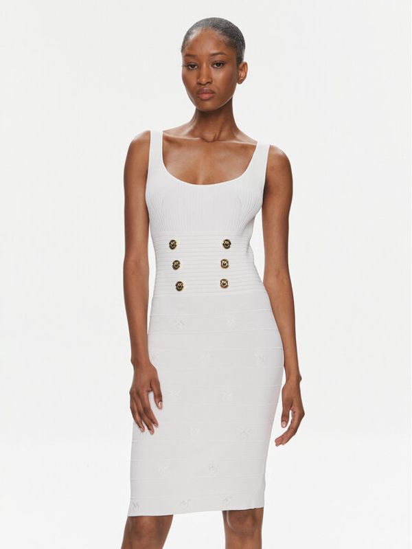 Pinko Pinko Džemper haljina Cactus 102879 A1LK Bijela Slim Fit