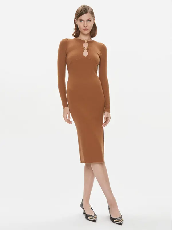 pinko Pinko Džemper haljina Leone 101845 A15S Smeđa Slim Fit