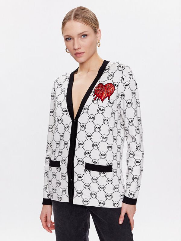 Pinko Pinko Kardigan Tecnezio 100446 A0KS Bijela Relaxed Fit