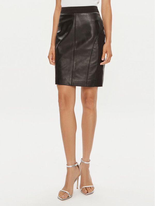 PINKO Pinko Kožna suknja Giocasta 102775 A1KB Crna Slim Fit