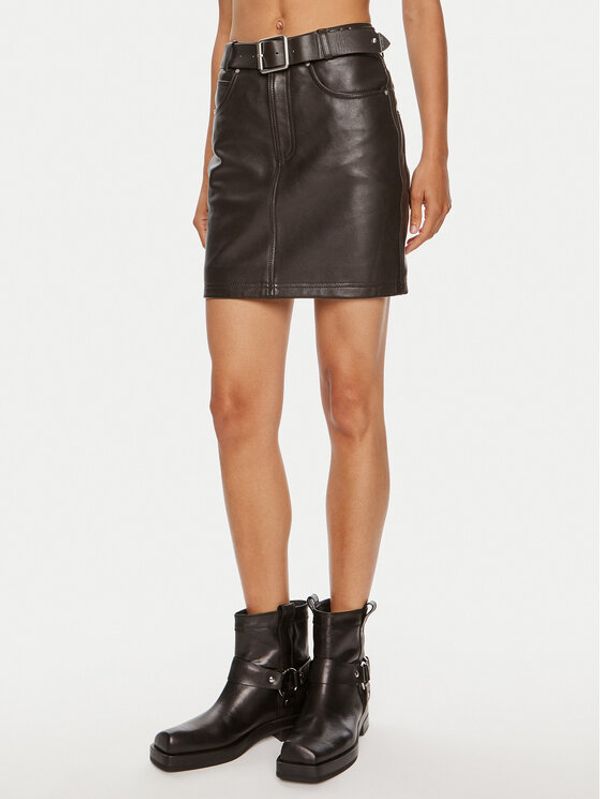 Pinko Pinko Kožna suknja Grenada 103894 A21L Smeđa Regular Fit