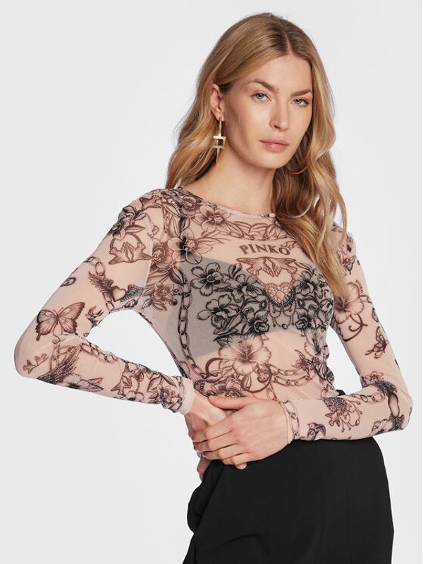 Pinko Pinko Majica Magico 101009 A0NW Bež Slim Fit