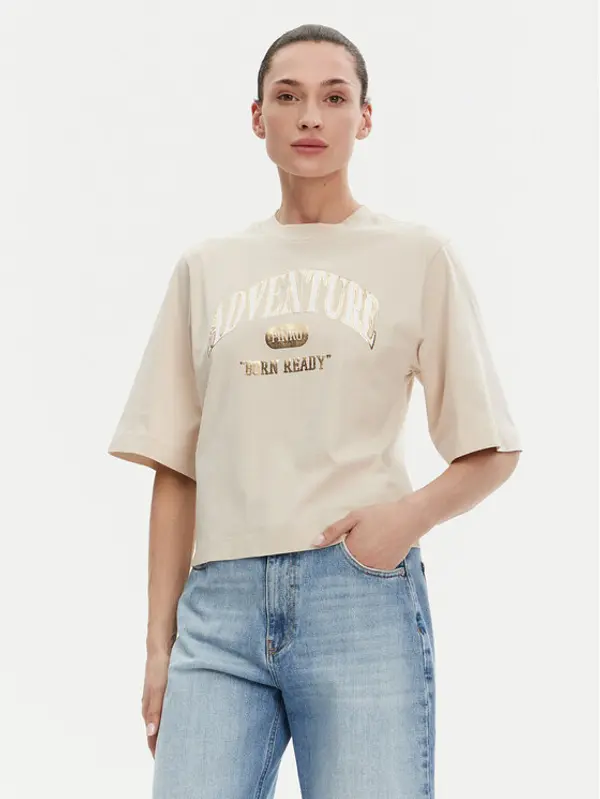 pinko PINKO T-shirt Niamey 104604 A2CS Bež Regular Fit
