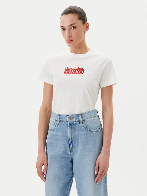 pinko PINKO T-shirt Trapani 105050 A2D6 Bijela Regular Fit