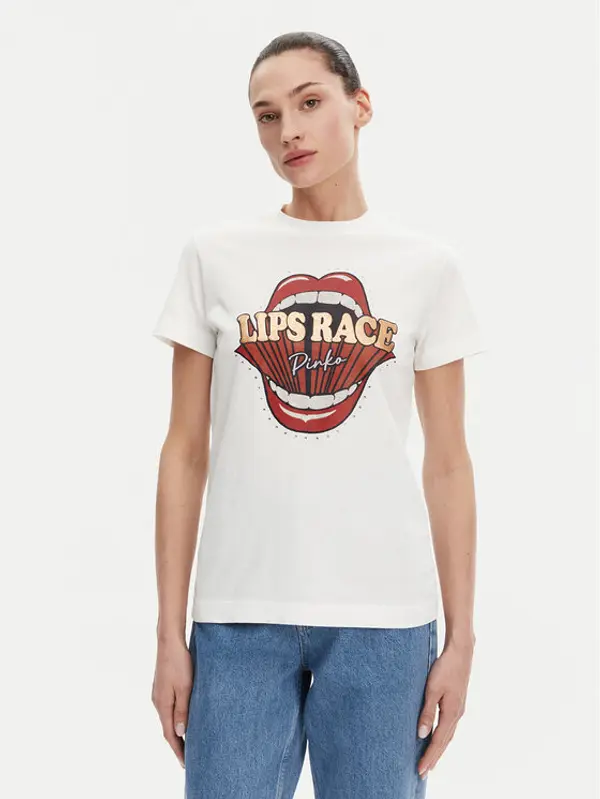 pinko PINKO T-shirt Trapani 105050 A2D8 Bijela Regular Fit