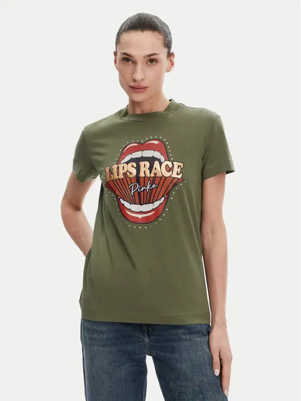 pinko PINKO T-shirt Trapani 105050 A2D8 Kaki Regular Fit