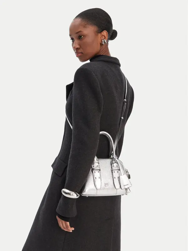pinko PINKO Torbica Bowling Bag Zip Mini AI 25-26 PLTT 105333 A0QO Srebrna