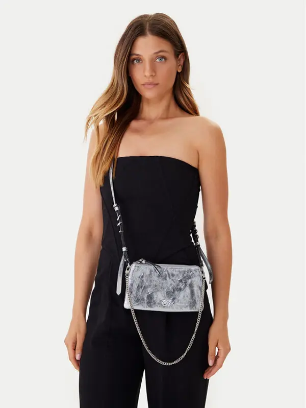 pinko PINKO Torbica Double Mini Al 25-26 PLTT 105359 A2OT Srebrna