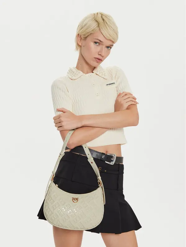 pinko PINKO Torbica Half Moon Mini Fl AI 24-25 PLTT 102790 A1YB Écru