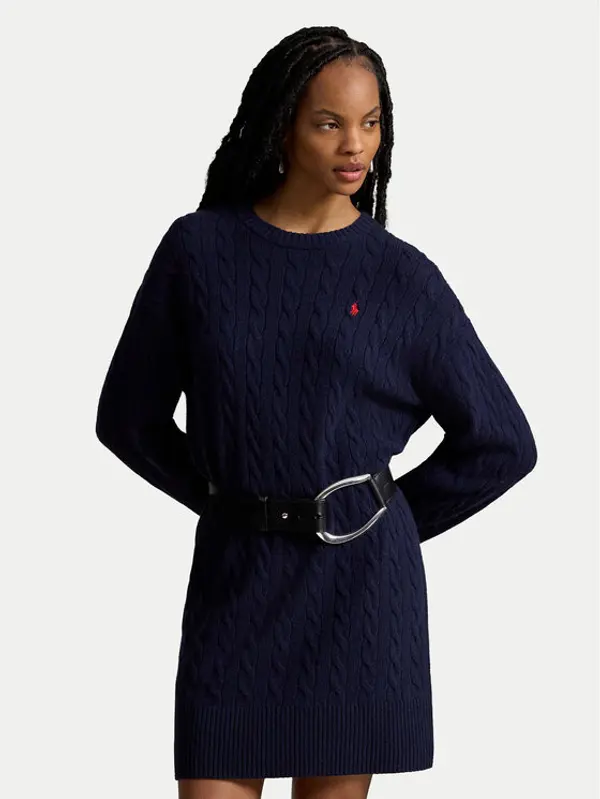 Polo Ralph Lauren Polo Ralph Lauren Džemper haljina 211B17446001 Tamnoplava Regular Fit